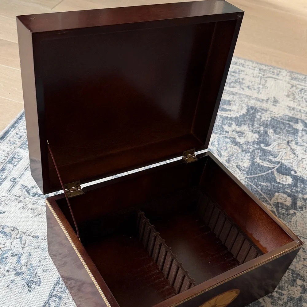 The Bombay Company Vintage Mahogany Wooden Letter Box Desk Organizer Jewelry Box - Picture 2 of 6